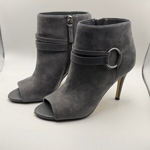 WHBM - Chic Gray Peep-Toe Heeled Boots